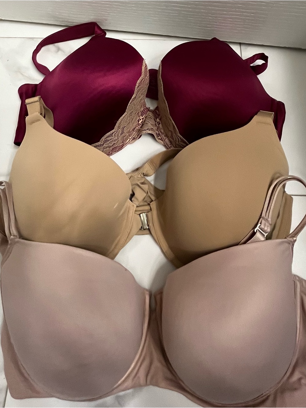 Soma Smooth T-Shirt Bras in Burgundy, Beige & Mauve